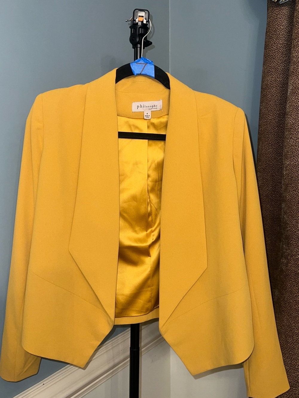 Philosophy Bright Yellow Draped Open-Front Blazer